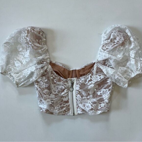 For Love & Lemons Rosalie Lace Crop Top XS - Picture 6 of 13